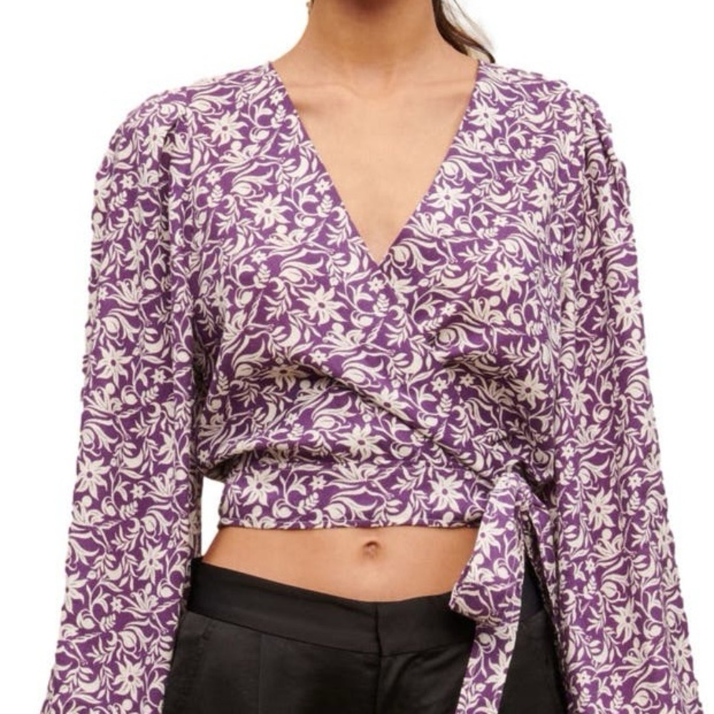 Maje Loniriqua Wrap Linen Blend Crop Top